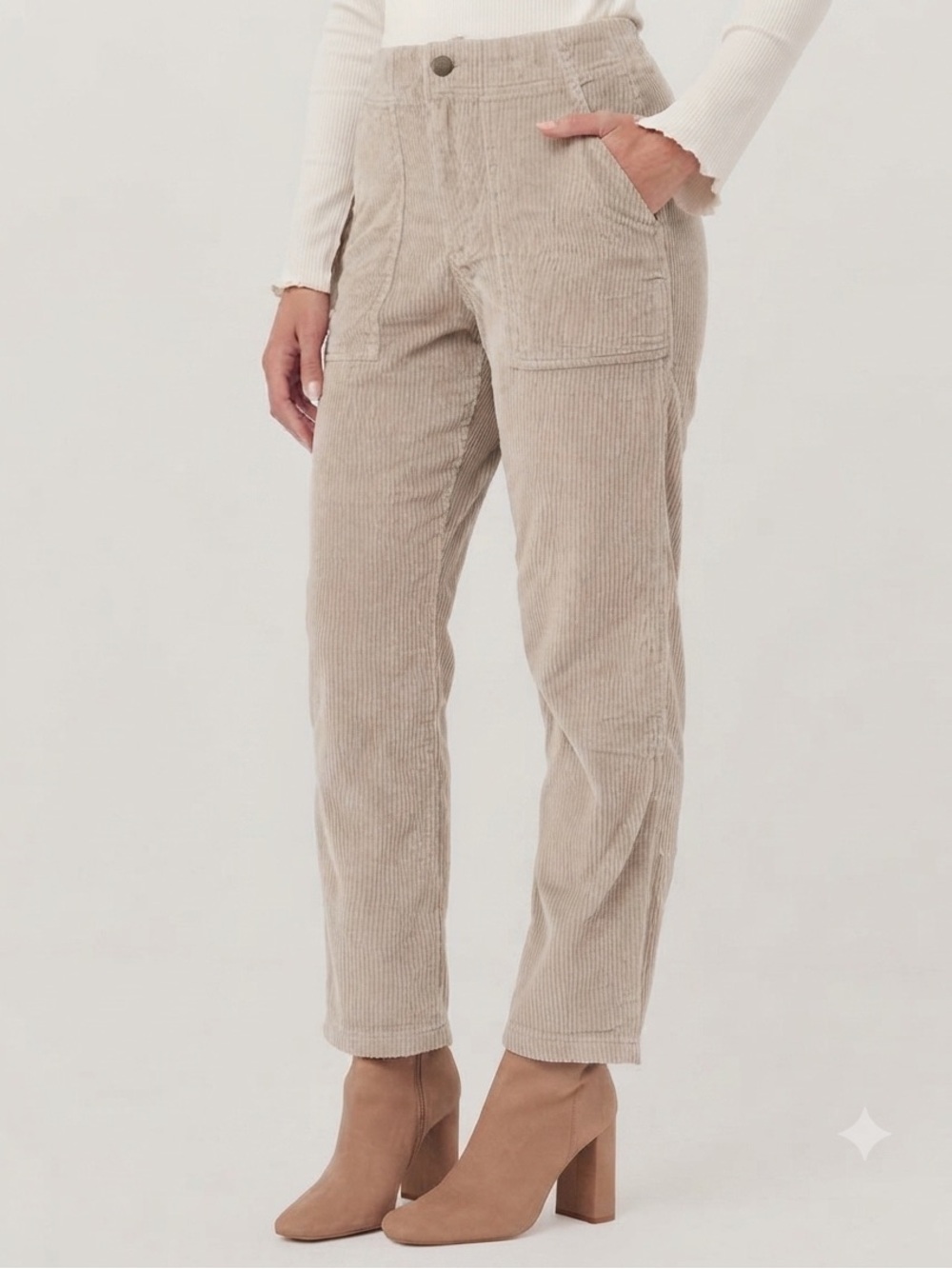 Pact Sz M Cream Corduroy Organic Cotton Casual Pants